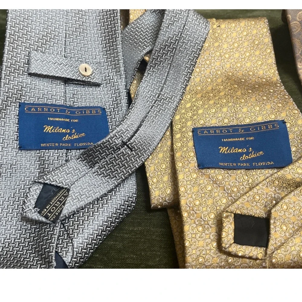 Carrot‎ & Gibbs Silk Tie Lot 5 Milano's Clothier Geometric Paisley Floral